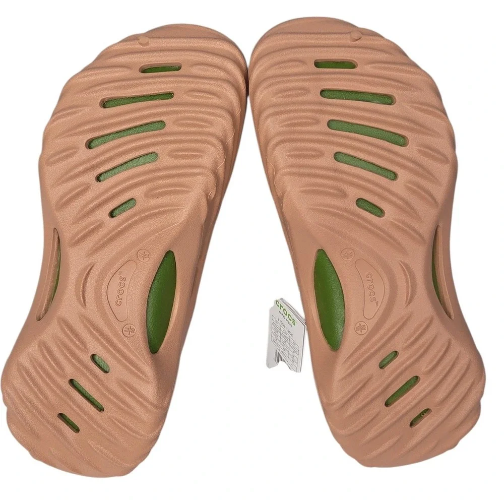 Crocs Echo‎ Wave Clog Mens 10 Women 12 Cork Brown Wavy Slip On Rubber Sandal NEW